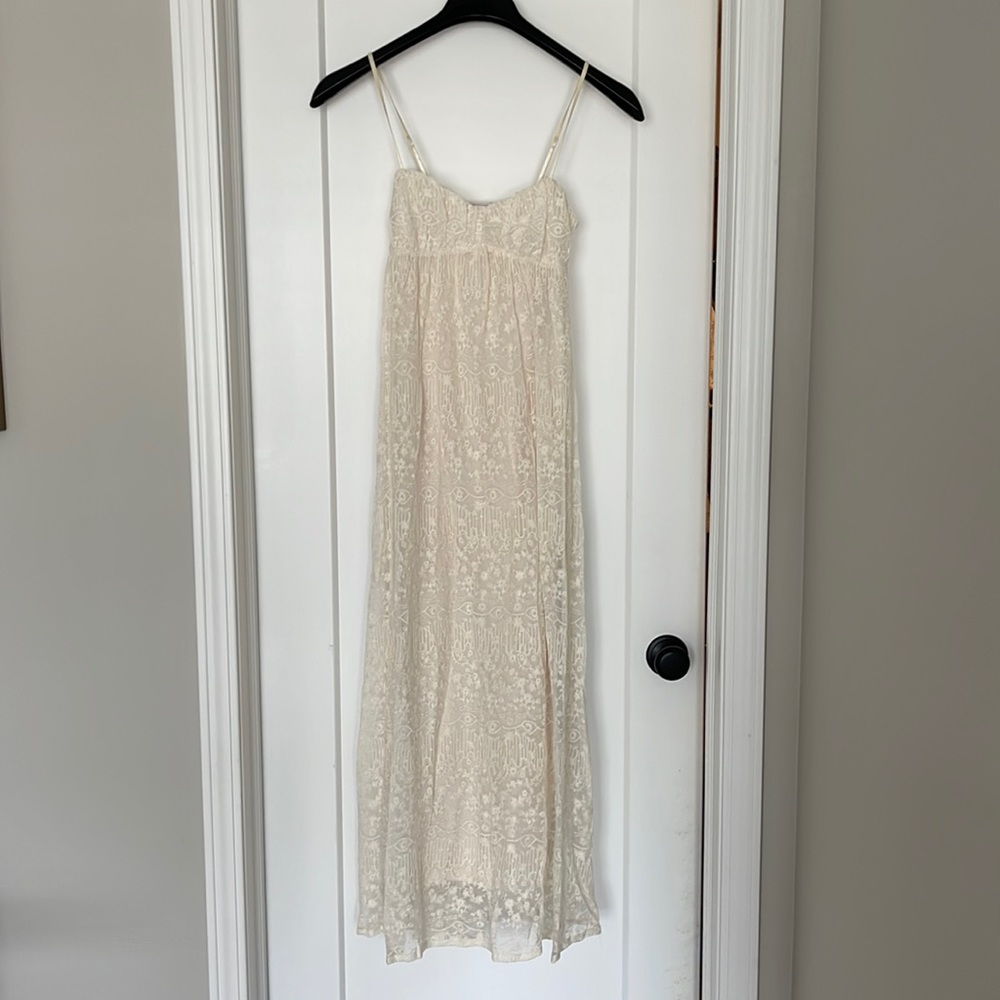 Zara embroidered cream dress